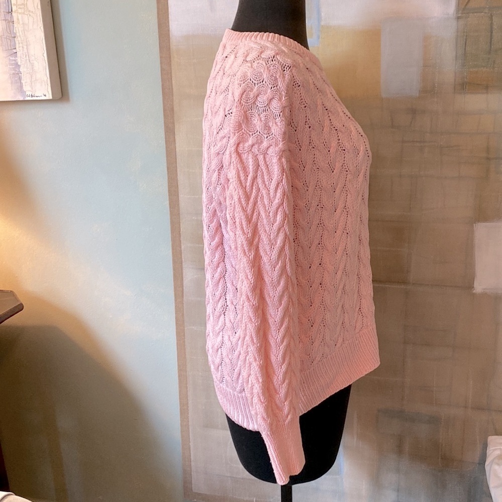 Lovely Pink Long Sleeve Cable Knit Sweater - Picture 3 of 13